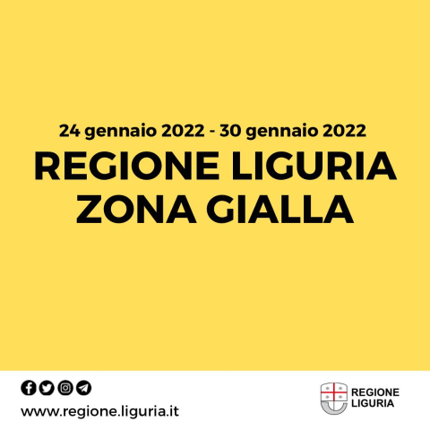 Regione Liguria in ZONA GIALLA dal 24/01/2022 al 30/01/2022